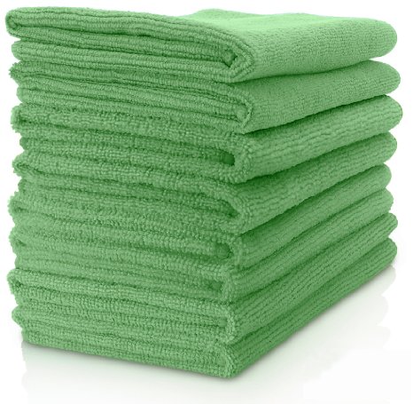 Vibrawipe Microfiber Cloth - Pack of 8 Pieces All-Green Microfiber Cleaning Cloths HIGH ABSORBENT LINT-FREE STREAK-FREE For Kitchen Car Windows