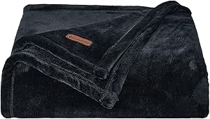 Columbia 50" x 60" Super Plush Lightweight Throw Blanket - Outdoor Essentials for Camping, Picnics, and Adventures, Soft and Cozy Home Essentials for Bed and Living Room - Black