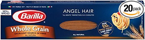 Barilla  Angel Hair  Whole Grain Pasta,  case of 20 x 13.25 oz. boxes