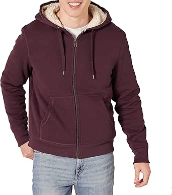 Amazon Essentials Mens Sherpa Lined Full-Zip Hooded Fleece Sweatshirt