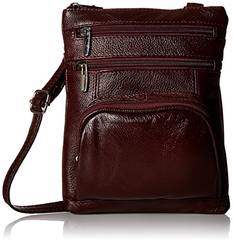Roma Genuine Leather Multi-Pocket Crossbody Purse Bag