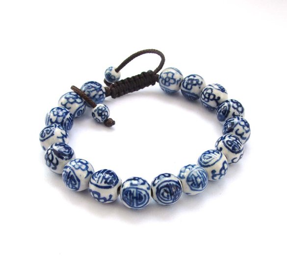 2pcs X Vintage Style Porcelain Beads Buddhist Wrist Mala Bracelet