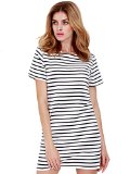 SheIn Womens Juniors Striped Dress with Short Sleeves