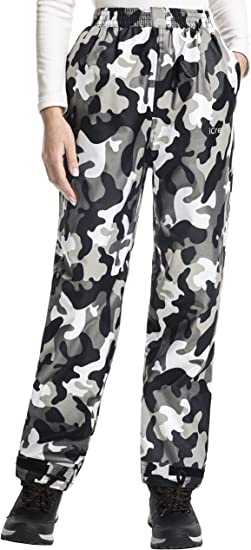 iCreek Women's Rain Pants Trousers Waterproof & Breathable Windproof Overtrousers Outdoor for Hiking, Golf, Fishing, Cycling