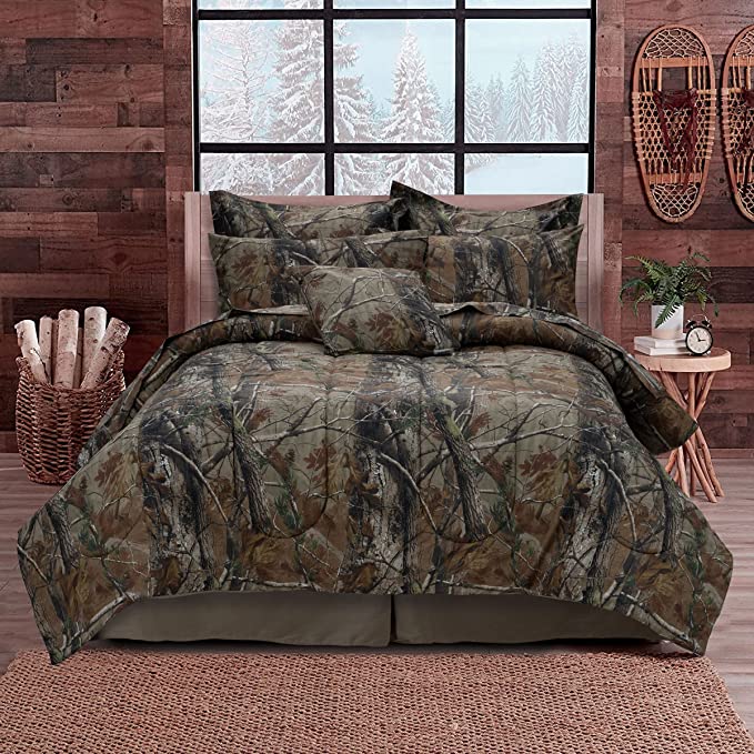 Realtree All Purpose Camo Bedding, Polycotton Fabric 4-Piece Comforter Set for Bedroom, Hunting & Outdoor (Full), Camoflauge