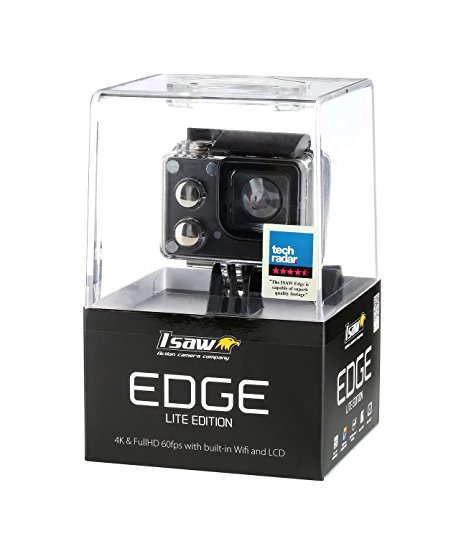 ISAW Edge Lite Edition 4K Waterproof Sports Action Video Camera WiFi Remote 16Mpx Sony Sensor 1.5 Inch Screen 170 Degree Ultra-Wide Ange Lens Black