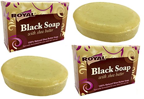 Royal Black Soap with 100% Natural Shea Butter- Best Treatment For Stretch Marks, Wrinkles, and Dry Skin- 2 Pack