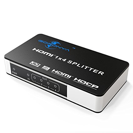 Goronya Premium Quality HDMI Splitter 1x4 Powered Amplifier Splitter | 1 in 4 out HDMI Splitter Amplifier Repeater | Ver 1.4 HDMI Splitter Certified for Ultra HD 4K x 2K, 3D, Full HD 1080P