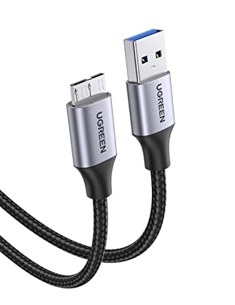 UGREEN USB 3.0 Micro B Kabel USB 3.0 Stecker auf Micro B Stecker Datenkabel für externe Festplatten Seagate, Toshiba Canvio, Western Digital (WD), My Passport, Galaxy S5, Note 3/ Pro 12.2 usw. (0.5m)