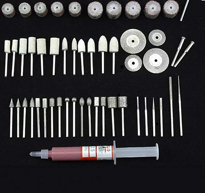 52 Pcs Diamond Mounted Sets for Jade and Stone Carving Engraving Buffing and Polishing Fit Rotary Tools