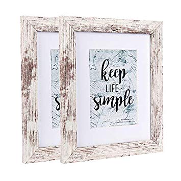 Home&Me 8x10 Picture Frame RottenWhite 2 Pack- Made to Display Pictures 5x7 with Mat or 8x10 Without Mat - Wide Molding - Wall Mounting Material Included