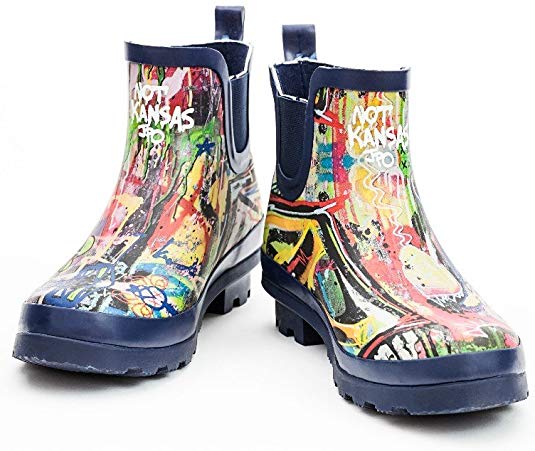 Hollenberg Bros Womens Rain Boots, Slip On, Waterproof and Stylish Graffiti Artwork