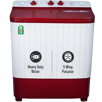 NU 6.5 Kg Semi-Automatic Top Load Washing Machine (WSTLP65BD, Burgundy Red) 2023 Model