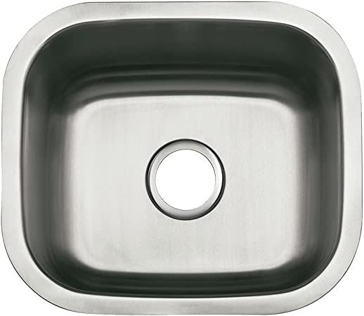 KINGSTON Brass Gourmetier GKUS16168 Undermount Single Bowl Bar Sink 16" Length by 16" Width by 8" Depth, 18 Gauge, Brushed Stainless Steel