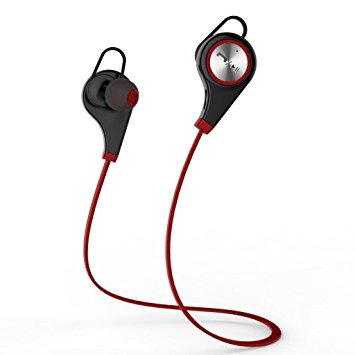 Bluetooth Headphones, Imurz Bluetooth 4.0 Wireless Earphone In-ear Headset Stereo Magnetic Earbuds,Fit for Running Sports,Gym with Built-in Mic for Apple Iphone, ipad, Samsung, Blackberry, HTC, LG, Xiaomi Smartphone (Red) …