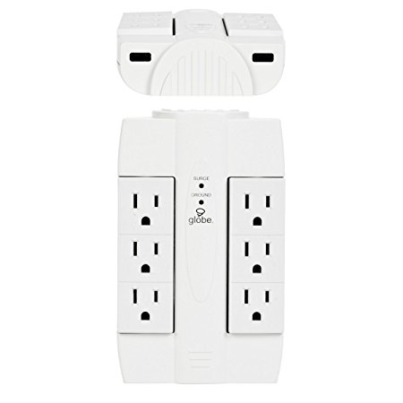 Globe Electric 77864 6 Outlet 2 USB Surge Protected Wall Space Plug