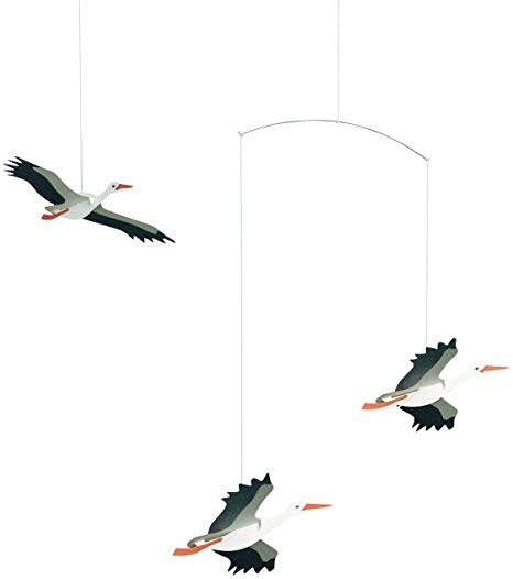 Flensted Mobiles Danish Lucky Storks Hanging Mobile - 18 Inches Cardboard