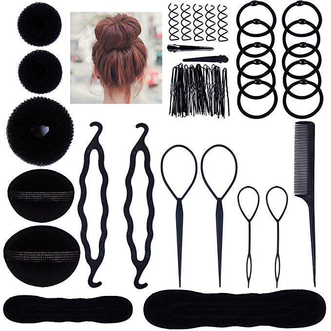 Lictin Hair Styling Set, Fashion Hair Design Styling Tools Accessories DIY Hair Accessories Hair Modelling Tool Kit Hairdress Kit Set Magic Simple Fast Spiral Hair Braid Hair Braiding Tool