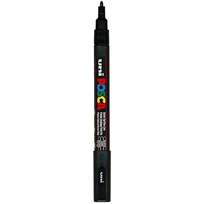 Uni Posca PC-3M White Colour Paint Marker Pen 1.5mm Fine Bullet Nib Writes On Any Surface Metal Glass Wood Fabric Plastic Stone (Pack Of 1)