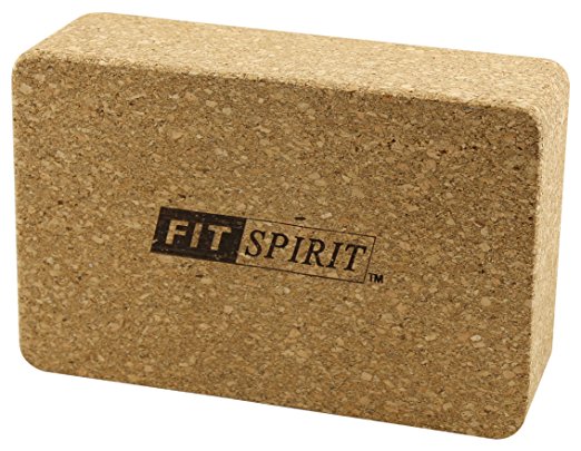 Fit Spirit¨ Cork Wood Exercise Yoga Block - 9" x 6" x 3"