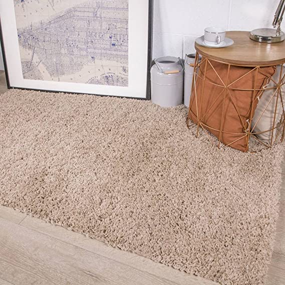 The Rug House Vancouver Oatmeal Beige Soft Touch Easy Clean Living Room Shaggy Rugs 160cm x 220cm
