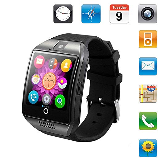 Smartwatch Sim Card Camera for Men Women Kids - Bluetooth Smart Watches Android Cell Phone Watch Card SD with Pedometer Music Player (Silver)