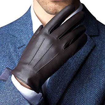 Leather Gloves for Mens, Full-Hand Touchscreen Gift Packaging Cold Weather Gloves