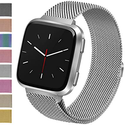 Vancle For Fitbit Versa Bands, Stainless Steel Milanese Mesh Loop Metal Replacement Wristbands with Magnet Lock for Fitbit Versa