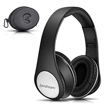 Bluetooth Headphones, Jpodream Wireless Over Ear Headphones with Built-in Microphone, Foldable Hi-Fi Stereo Headset, Wireless and Wired Mode for Smartphone TV PC Laptop - Black