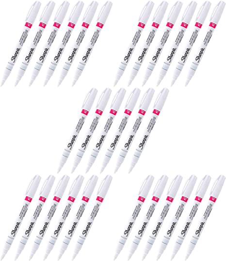 Sharpie Oil-Based Paint Marker, Fine Point, White Ink, Pack of 6 Pack of 5