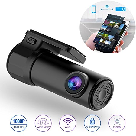 Dash cam,Timmery WiFi Car DVR Dash Camera HD 1080P 170 Degree Wide Angle 360° Rotation Mini Vehicle Video Recorder APP Monitor Night Vision for IOS Android Phone,16GB Micro SD Card Included