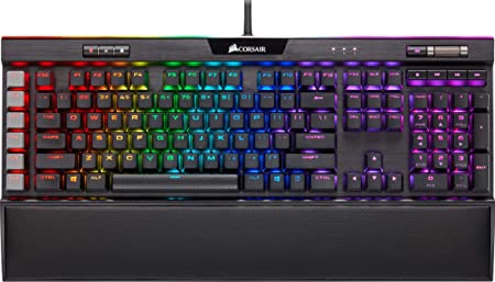 Corsair K95 Platinum XT RGB Mechanical Gaming Keyboard (Cherry MX RGB Blue Keys: Tactile and Clicky, Per Key Multi-Colour RGB Backlighting, Detachable Plush Palm Rest, QWERTY UK Layout) - Black