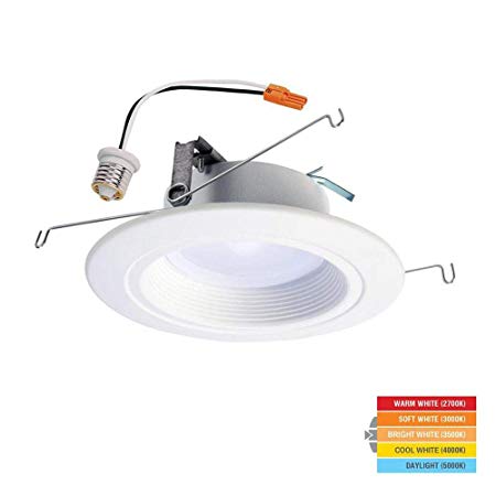 Halo RL56069S1EWHR RL 5 in. and 6 in. White Integrated Ceiling Light Selectable CCT (2700K-5000K), (665 Lumens) LED Recessed Trim