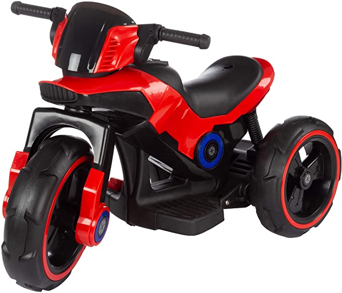 Lil' Rider Ride-On Toy Trike Motorcycle - Battery Operated Electric Tricycle for Toddlers with Built-in Sound, Lights & MP3 Input (Red)