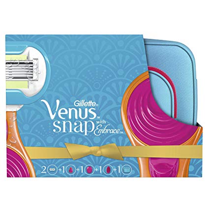 Gillette Venus Snap Women's Compact Razor Gift Set   1 Blade Refill   Travel Case   Hairbrush   Travel Bag