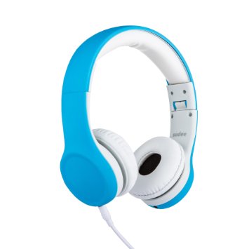 Wired Volume Limiting Kids Headphones Foldable Over Ear Headphones with Music Share Port and Detachable Cable for Children Teenagers Boys Girls (Blue)