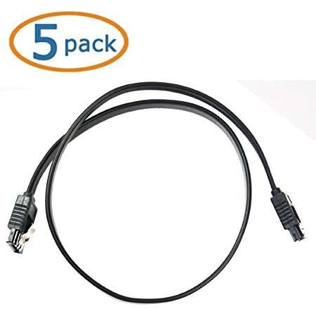 Sata Cable, WOVTE Black 18-Inch SATA III 6.0 Gbps Cable with Locking Latch Pack of 5