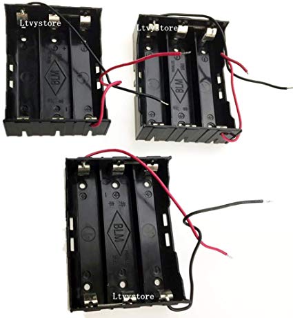 18650 Battery Case Holder, 3 Pcs 3 Slots x 3.7V 11.1V DIY Battery Storage Box, in Series Black Plastic Batteries Case with Wire Lead for Soldering 3 x 18650, by Ltvystore