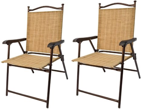 Greendale Home Fashion Outdoor Sling Back Chairs, Set of 2