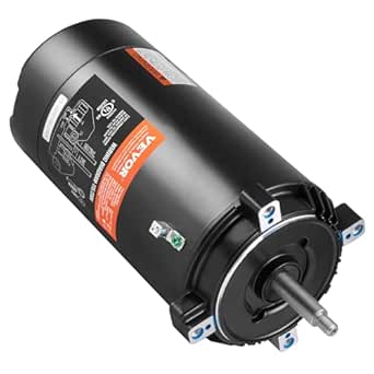 VEVOR 1.5 HP Pool Pump Motor, 56J Frame, 115V(13.6 Amps)/230V(6.8 Amps) 3450 RPM, 60Hz, 1.3 Service Factor, 90μF/250V Capacitor, CCW Rotation Round Flange Replacement Motor