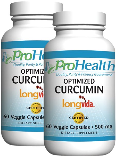 Optimized Curcumin Longvida by ProHealth (500 mg, 60 capsules) - 2 Pack