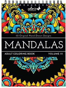 ColorIt Mandalas III Adult Coloring Book - 50 Single-Sided Designs, Thick Smooth Paper, Lay Flat Hardback Covers, Spiral Bound, USA Printed, Mandala Pages to Color