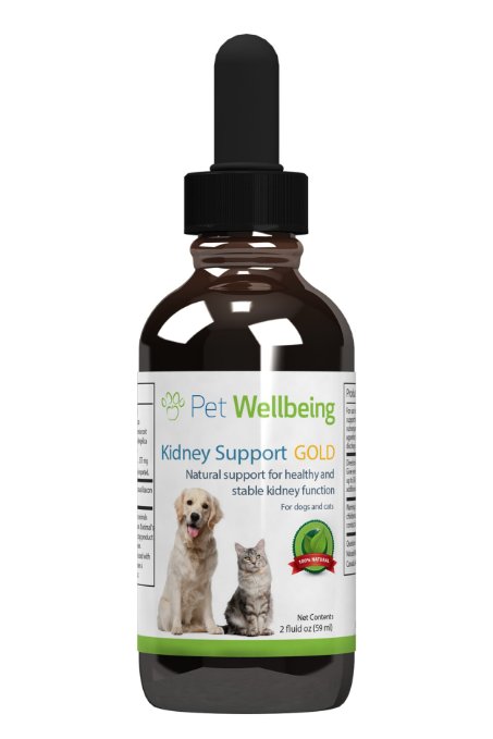 Pet Wellbeing Kidney Support Gold Liquid Bottle for Cats, 2-Ounce/59ml