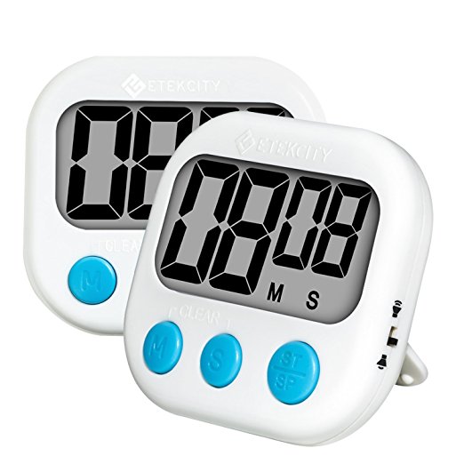 Etekcity Digital Kitchen Timer: Large LCD Display, Volume Control, Battery Included (White)