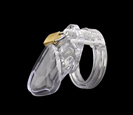 FeiGu Male Chastity Cage Device Cock Cage Fetish Erotic Transparent Penis Exercise for Men 13(Short,white)