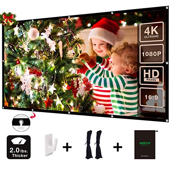 ODRVM 100 inch Projector Screen 16:9 HD Anti-Crease Portable Easy to Install Outdoor Movie Screen with Storage Bag for Outdoor and Home Theater Double Sides Projection (100 inch)
