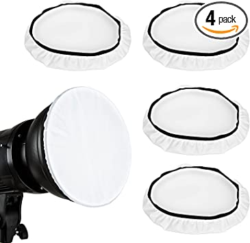 4 Pieces Light Diffuser Sock Soft Lamp Diffuser Cover 7Inches for Ring Light,Lamp Socks Cover Cloth White Lampshade Reflector for Flash Strobe Flash Light Speedlite