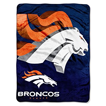 NFL Denver Broncos 60-Inch-by-80-Inch Micro Raschel Blanket, "Bevel" Design