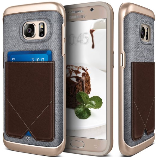 Galaxy S7 Case Caseology Messenger Series Genuine Leather Pocket Brown Card Case for Samsung Galaxy S7 2016 - Brown