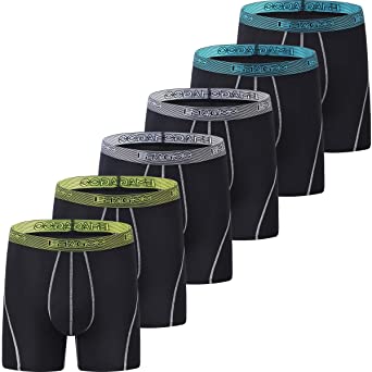 EMAGOO Boxer Briefs Mens Packs Long Leg Underwear Bamboo Boxer Briefs Black Comfortable